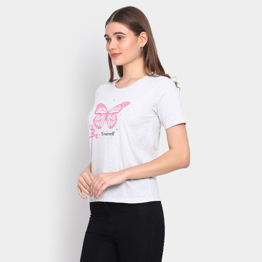 Ladies' Cotton T-Shirt, Ecru Melange, large image number null